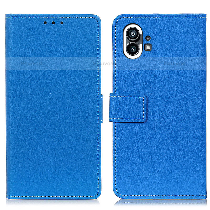 Leather Case Stands Flip Cover Holder M04L for Nothing Phone 1 Blue