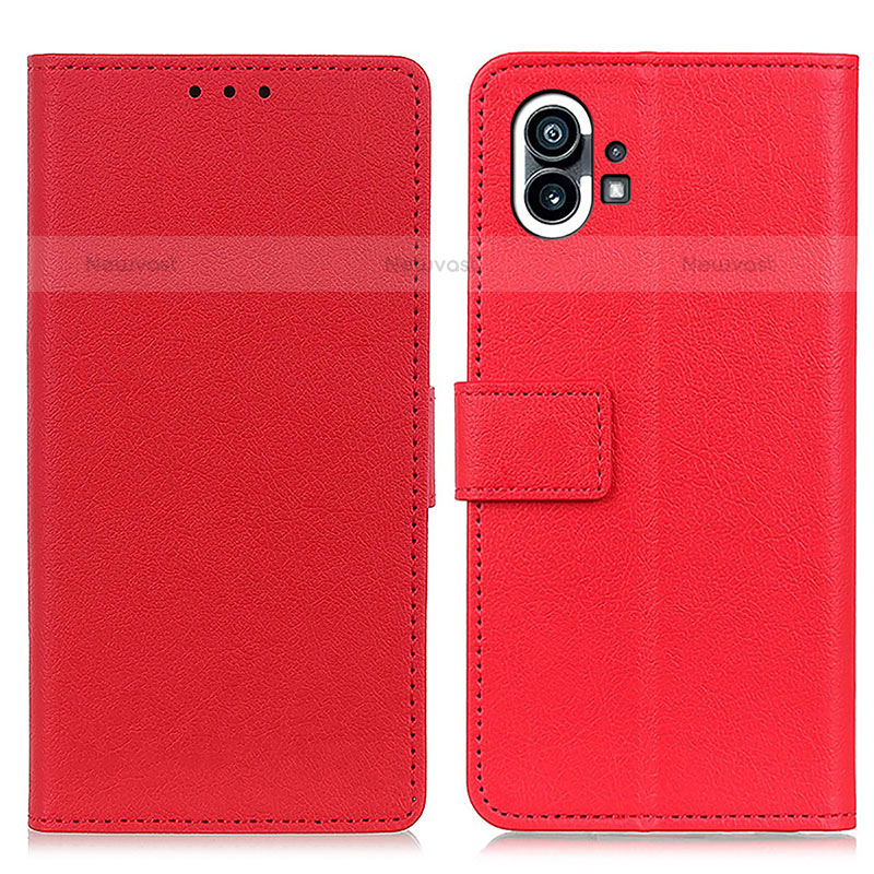 Leather Case Stands Flip Cover Holder M04L for Nothing Phone 1 Red