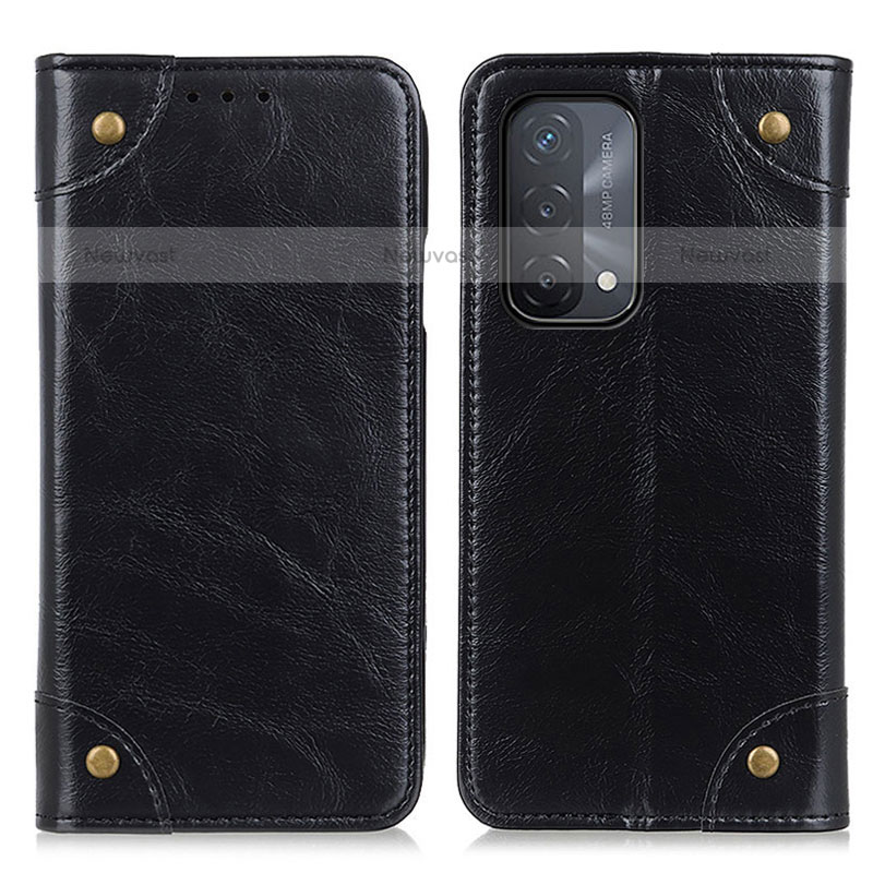 Leather Case Stands Flip Cover Holder M04L for OnePlus Nord N200 5G Black