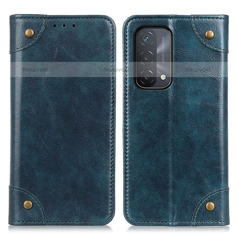 Leather Case Stands Flip Cover Holder M04L for OnePlus Nord N200 5G Blue