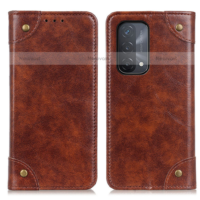 Leather Case Stands Flip Cover Holder M04L for OnePlus Nord N200 5G Brown