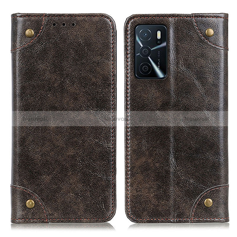 Leather Case Stands Flip Cover Holder M04L for Oppo A16s Brown