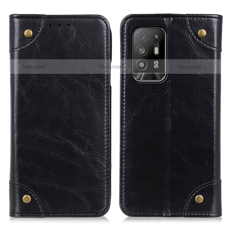 Leather Case Stands Flip Cover Holder M04L for Oppo A94 5G Black