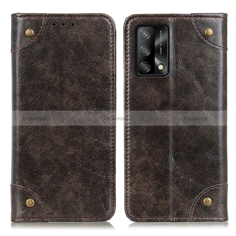 Leather Case Stands Flip Cover Holder M04L for Oppo Reno6 Lite Bronze