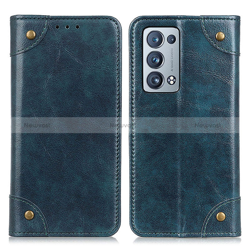 Leather Case Stands Flip Cover Holder M04L for Oppo Reno6 Pro 5G Blue