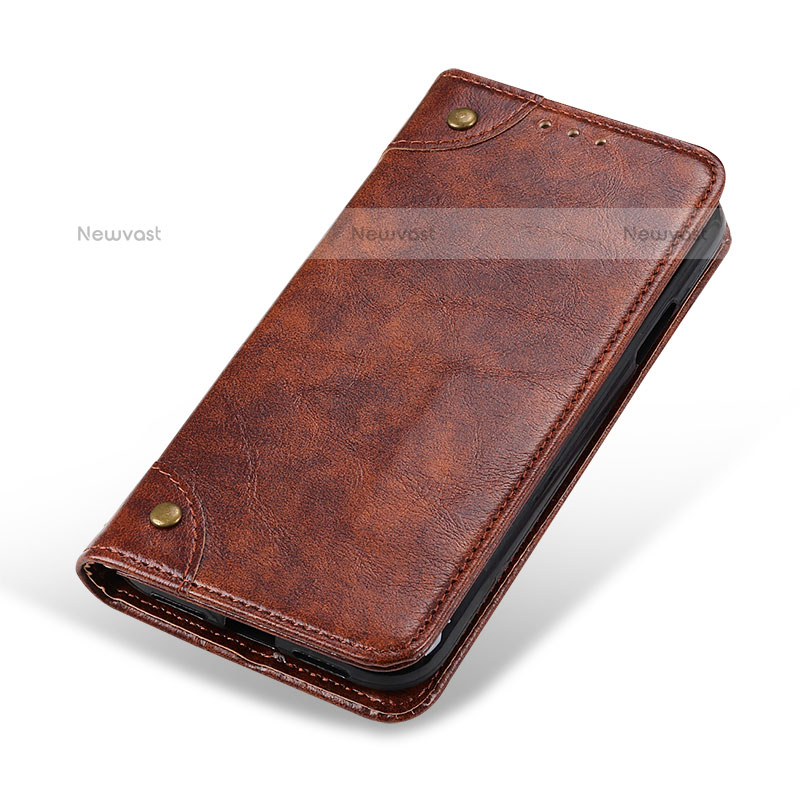 Leather Case Stands Flip Cover Holder M04L for Samsung Galaxy A02s Brown