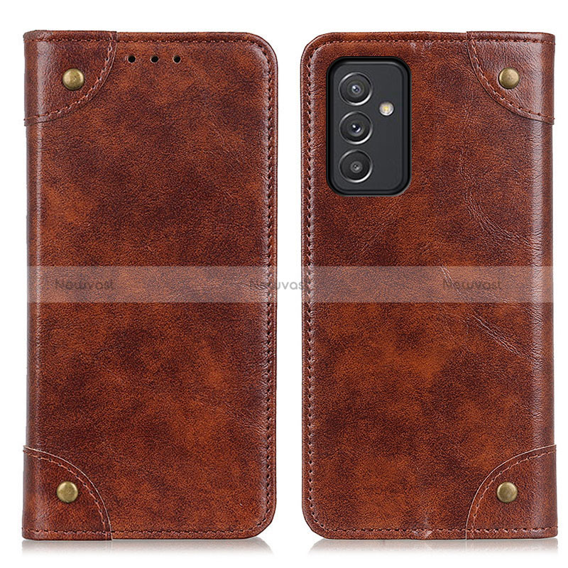 Leather Case Stands Flip Cover Holder M04L for Samsung Galaxy A15 5G Brown