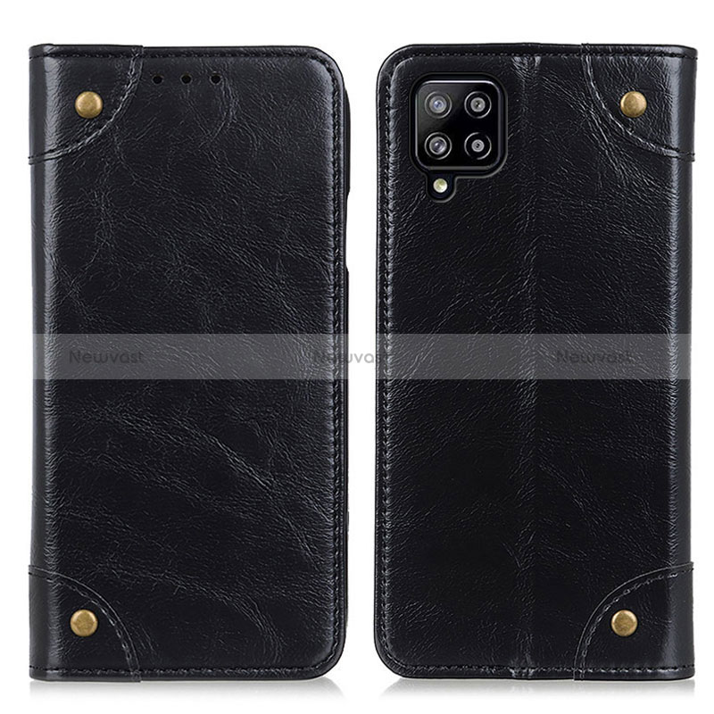 Leather Case Stands Flip Cover Holder M04L for Samsung Galaxy A22 4G Black