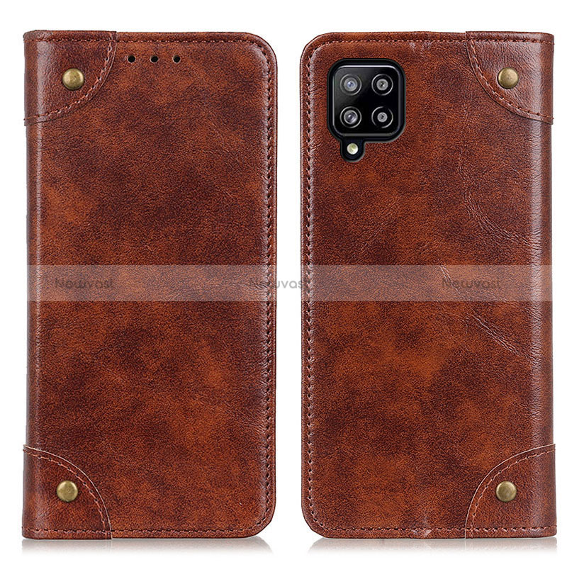 Leather Case Stands Flip Cover Holder M04L for Samsung Galaxy A22 4G Brown