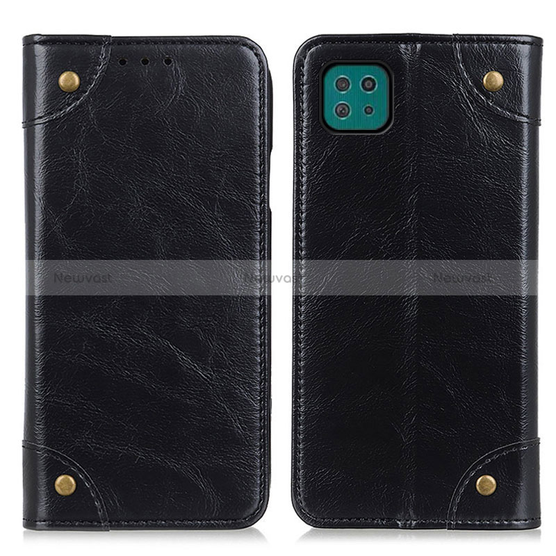 Leather Case Stands Flip Cover Holder M04L for Samsung Galaxy A22 5G Black