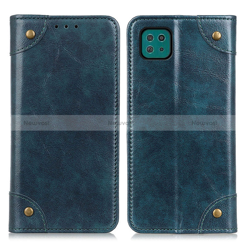 Leather Case Stands Flip Cover Holder M04L for Samsung Galaxy A22s 5G Blue