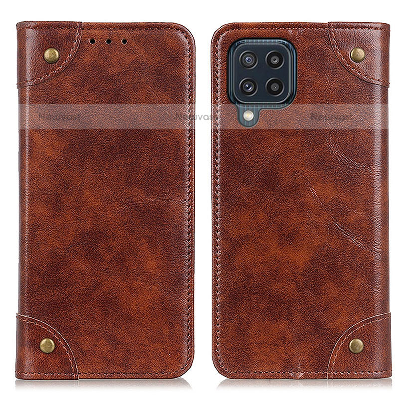 Leather Case Stands Flip Cover Holder M04L for Samsung Galaxy M32 4G Brown