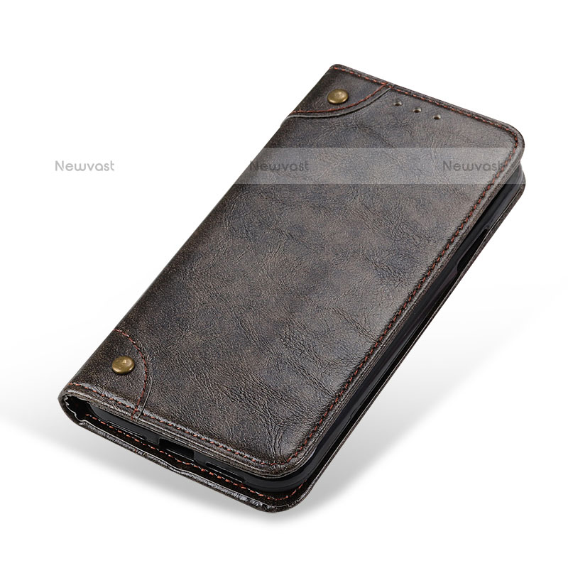 Leather Case Stands Flip Cover Holder M04L for Samsung Galaxy M32 5G Bronze