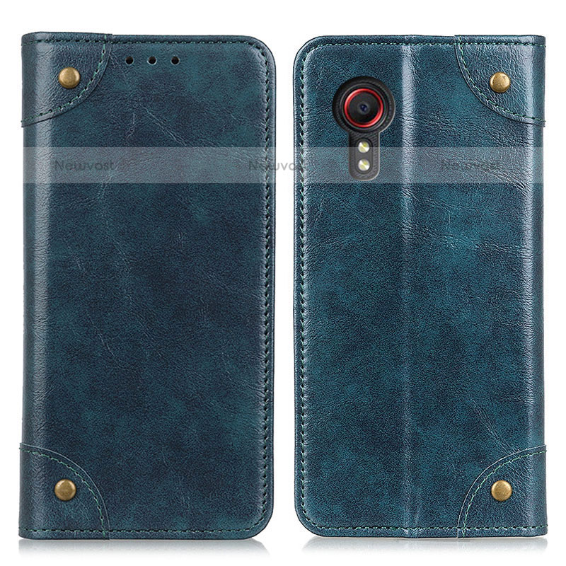 Leather Case Stands Flip Cover Holder M04L for Samsung Galaxy XCover 5 SM-G525F Blue