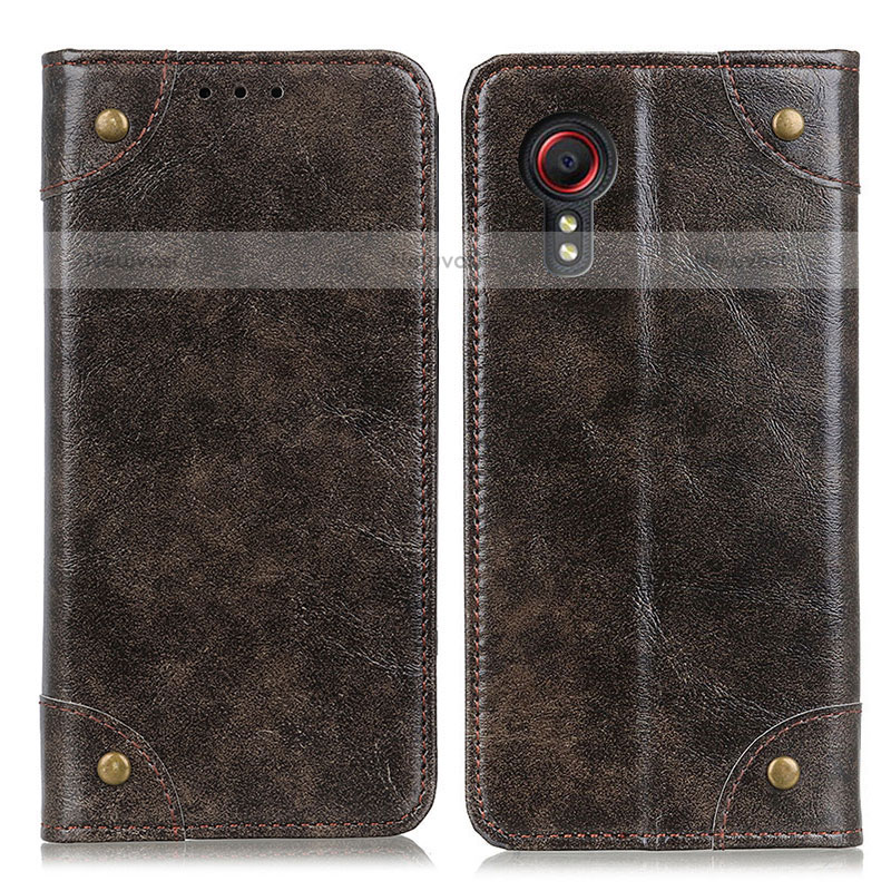 Leather Case Stands Flip Cover Holder M04L for Samsung Galaxy XCover 5 SM-G525F Bronze