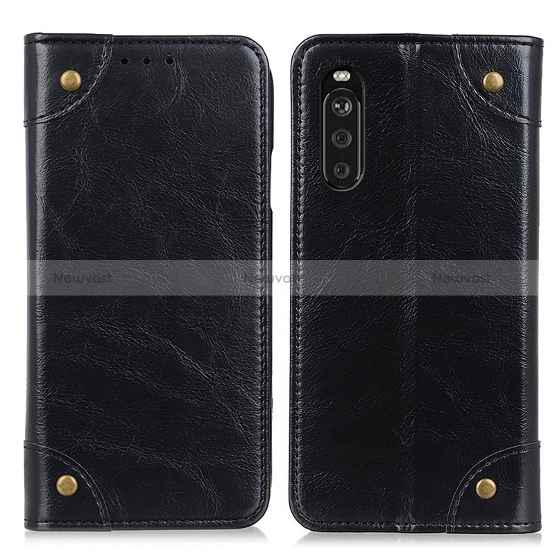 Leather Case Stands Flip Cover Holder M04L for Sony Xperia 10 III Black