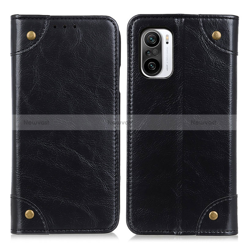 Leather Case Stands Flip Cover Holder M04L for Xiaomi Redmi K40 Pro 5G Black