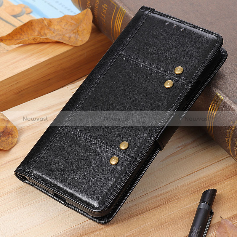 Leather Case Stands Flip Cover Holder M04L for Xiaomi Redmi Note 8 (2021) Black