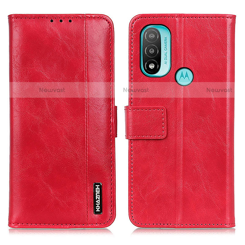 Leather Case Stands Flip Cover Holder M05L for Motorola Moto E30 Red