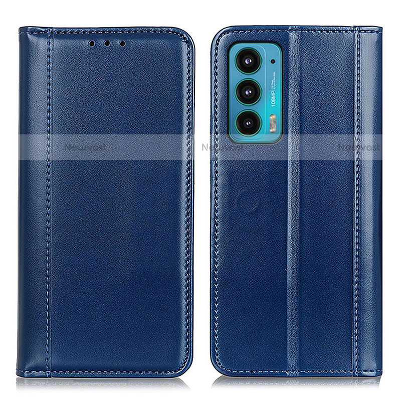 Leather Case Stands Flip Cover Holder M05L for Motorola Moto Edge 20 5G Blue