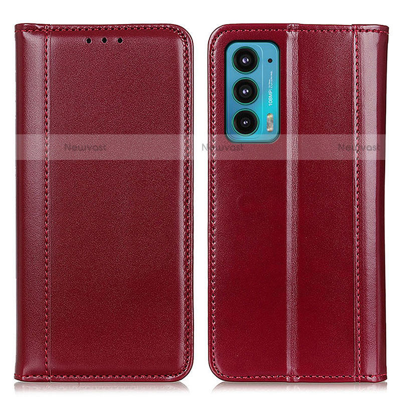 Leather Case Stands Flip Cover Holder M05L for Motorola Moto Edge 20 5G Red