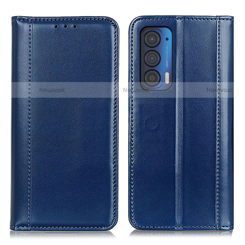 Leather Case Stands Flip Cover Holder M05L for Motorola Moto Edge (2021) 5G Blue