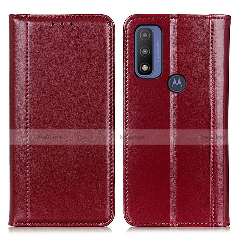 Leather Case Stands Flip Cover Holder M05L for Motorola Moto G Pure Red