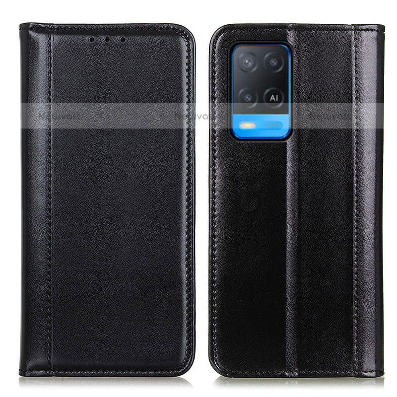 Leather Case Stands Flip Cover Holder M05L for Oppo A54 4G Black