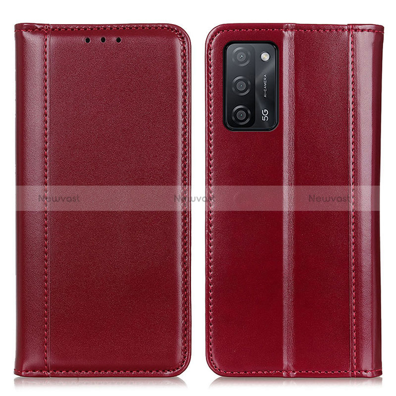 Leather Case Stands Flip Cover Holder M05L for Oppo A56 5G Red