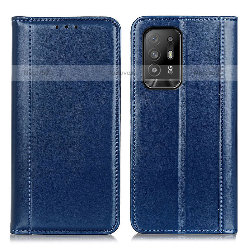 Leather Case Stands Flip Cover Holder M05L for Oppo A94 5G Blue