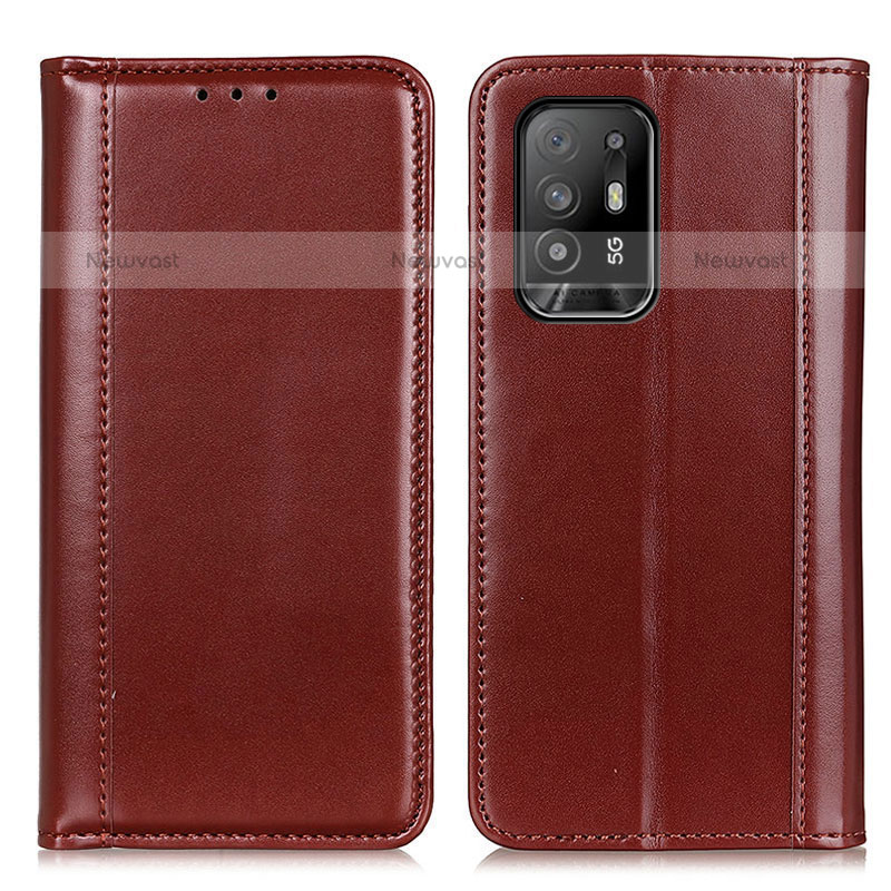 Leather Case Stands Flip Cover Holder M05L for Oppo A94 5G Brown