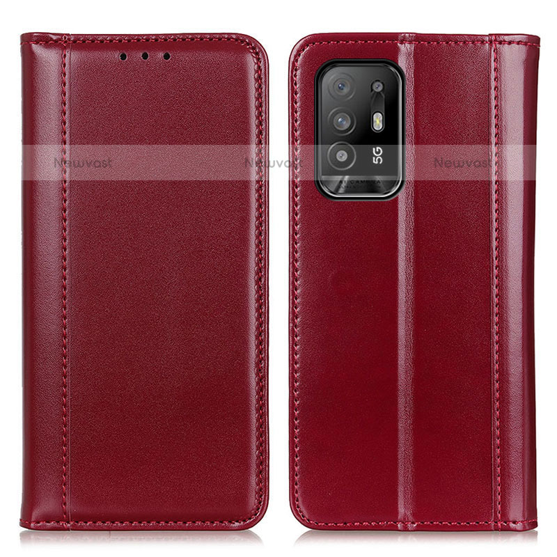 Leather Case Stands Flip Cover Holder M05L for Oppo A94 5G Red