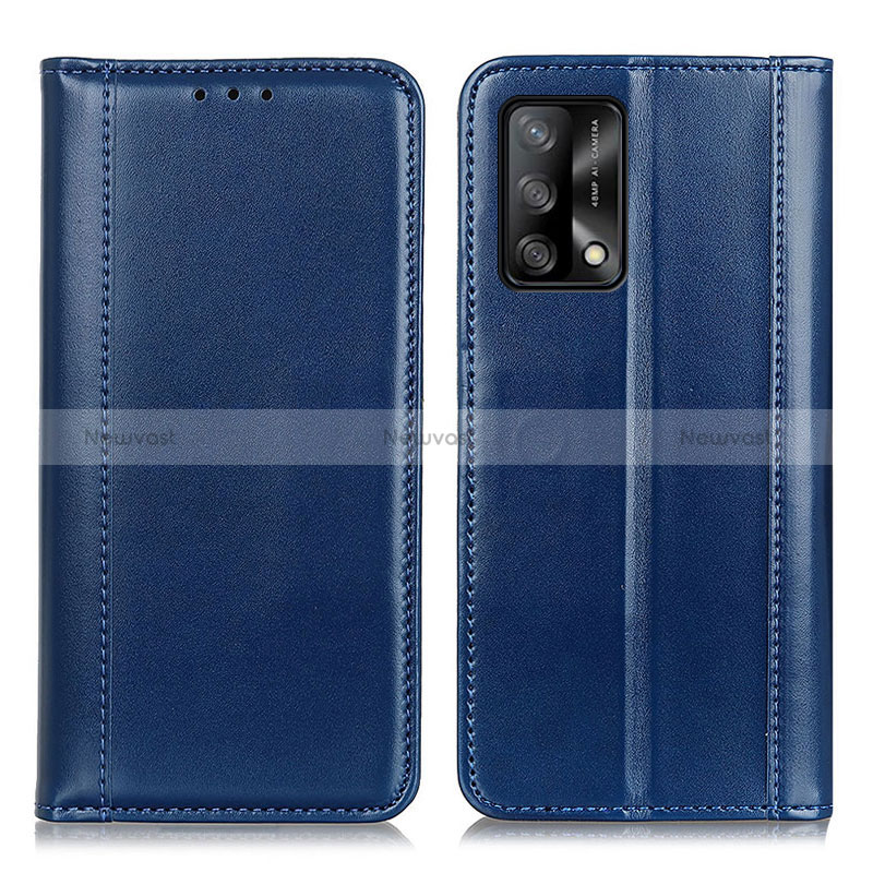 Leather Case Stands Flip Cover Holder M05L for Oppo F19 Blue