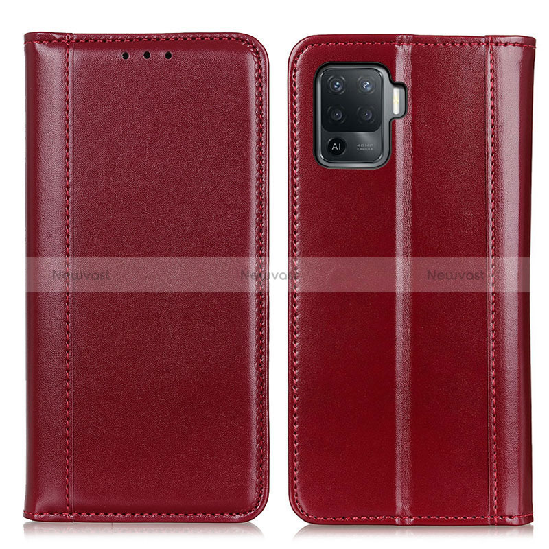 Leather Case Stands Flip Cover Holder M05L for Oppo Reno5 F Red