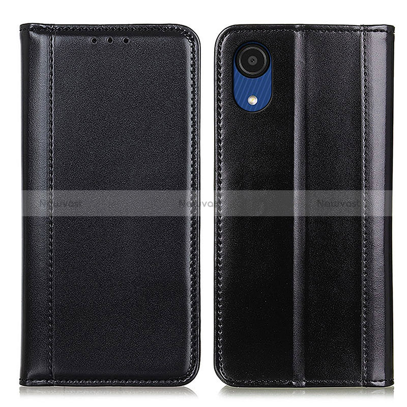 Leather Case Stands Flip Cover Holder M05L for Samsung Galaxy A03 Core Black