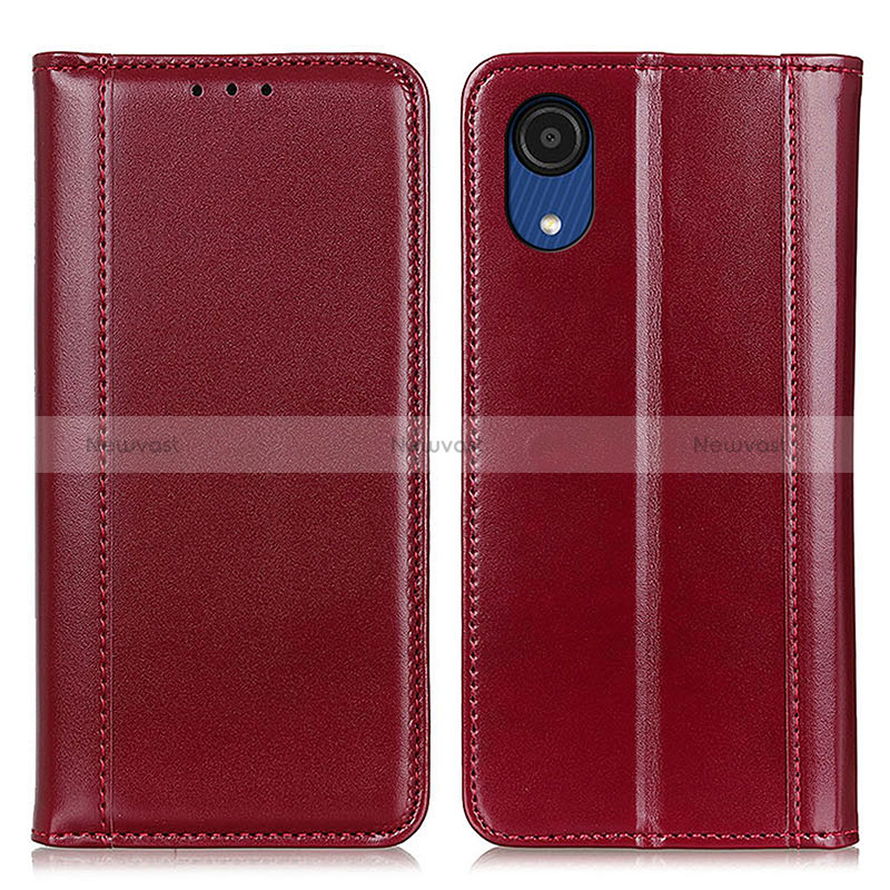 Leather Case Stands Flip Cover Holder M05L for Samsung Galaxy A03 Core Red