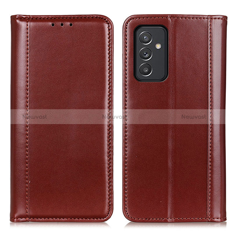 Leather Case Stands Flip Cover Holder M05L for Samsung Galaxy A15 4G Brown