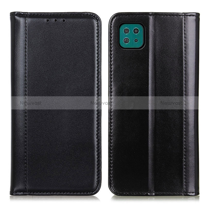 Leather Case Stands Flip Cover Holder M05L for Samsung Galaxy A22s 5G Black