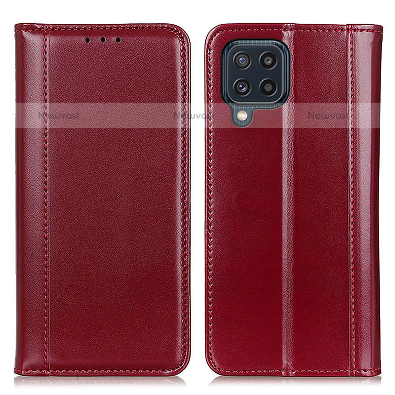 Leather Case Stands Flip Cover Holder M05L for Samsung Galaxy M32 4G Red