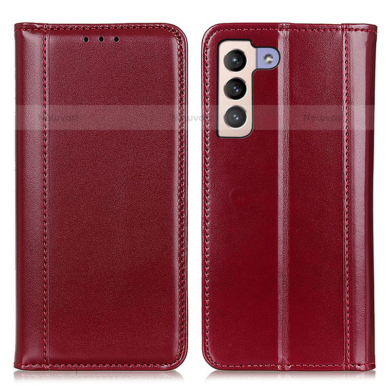 Leather Case Stands Flip Cover Holder M05L for Samsung Galaxy S22 5G Red