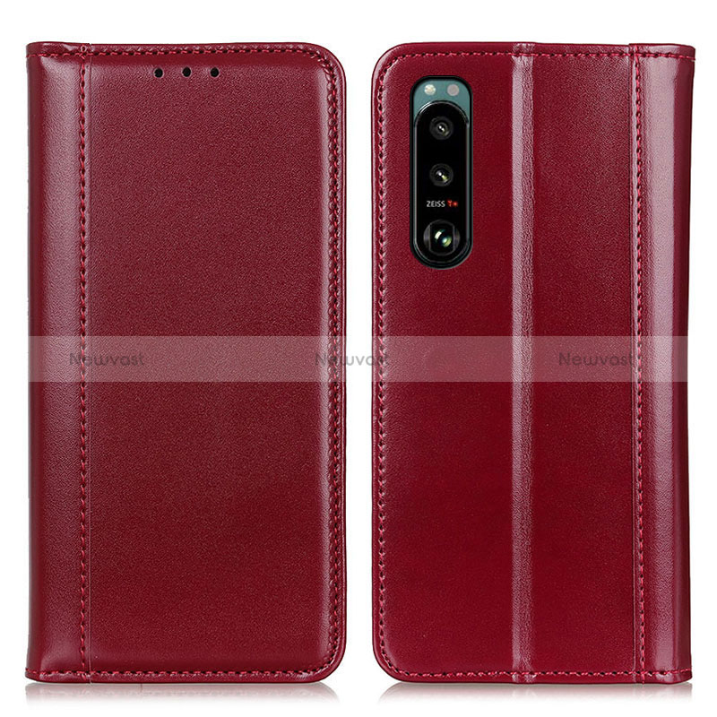 Leather Case Stands Flip Cover Holder M05L for Sony Xperia 5 III SO-53B Red