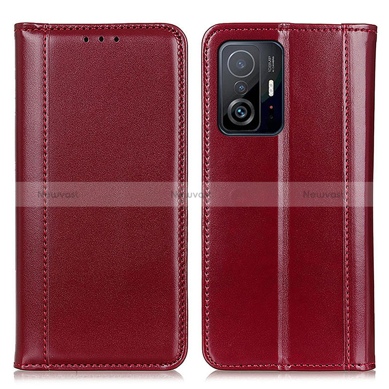 Leather Case Stands Flip Cover Holder M05L for Xiaomi Mi 11T Pro 5G Red