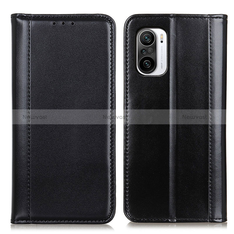 Leather Case Stands Flip Cover Holder M05L for Xiaomi Poco F3 5G Black