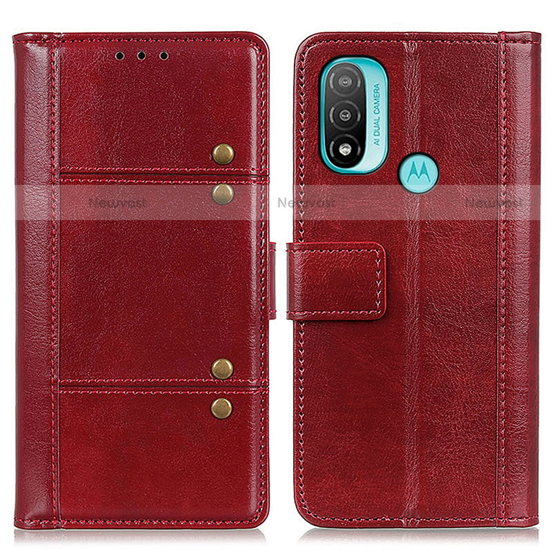 Leather Case Stands Flip Cover Holder M06L for Motorola Moto E20 Red