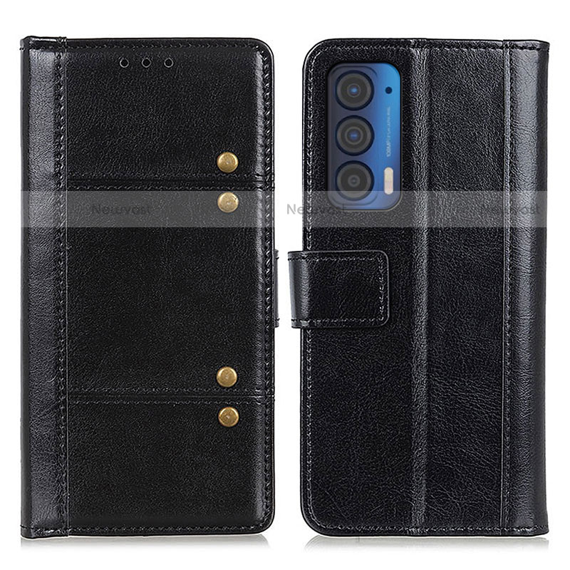 Leather Case Stands Flip Cover Holder M06L for Motorola Moto Edge (2021) 5G Black