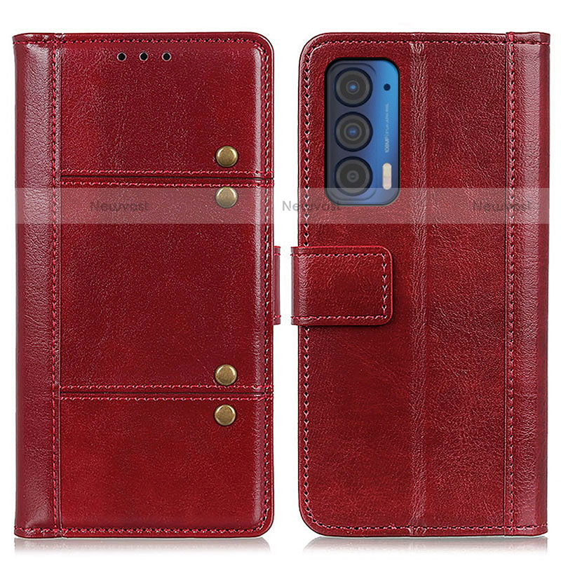 Leather Case Stands Flip Cover Holder M06L for Motorola Moto Edge (2021) 5G Red