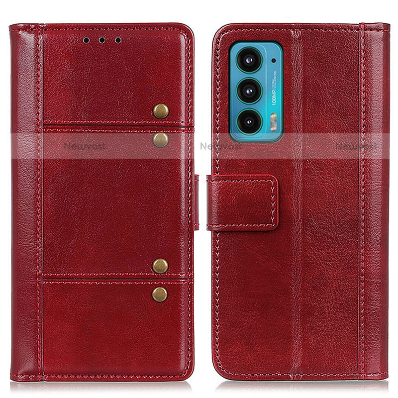 Leather Case Stands Flip Cover Holder M06L for Motorola Moto Edge Lite 5G Red