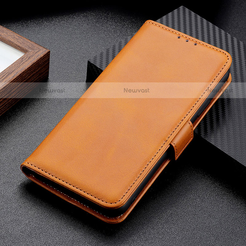 Leather Case Stands Flip Cover Holder M06L for Motorola Moto Edge Plus (2022) 5G Light Brown