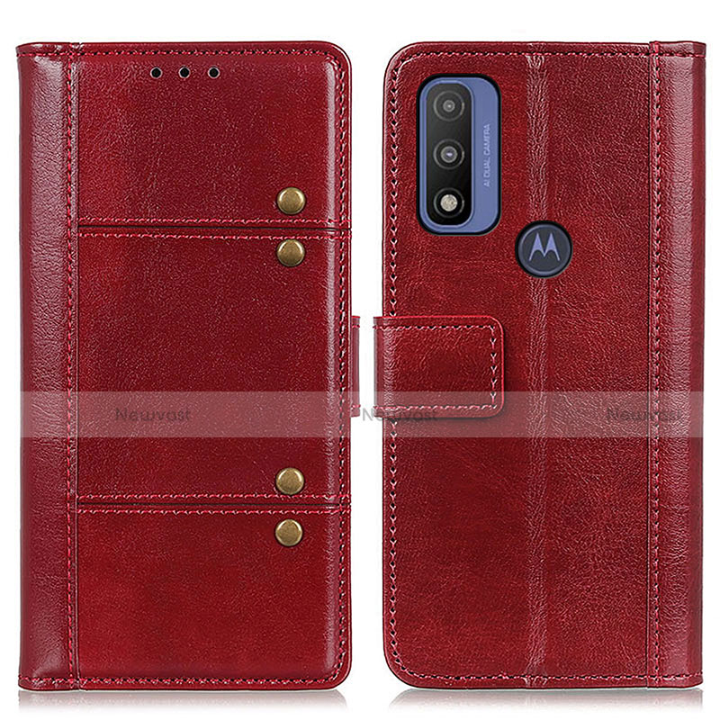 Leather Case Stands Flip Cover Holder M06L for Motorola Moto G Pure Red