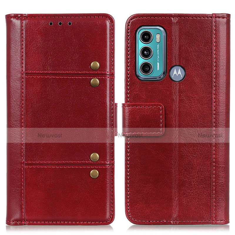 Leather Case Stands Flip Cover Holder M06L for Motorola Moto G60 Red